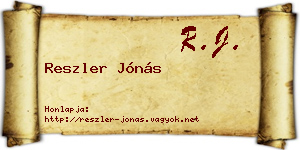 Reszler Jónás névjegykártya